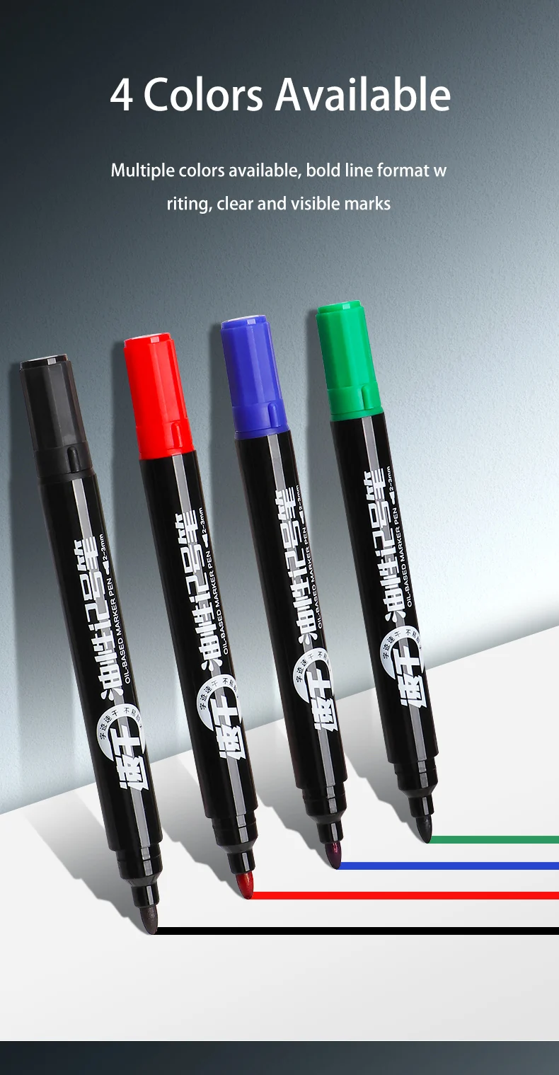 BAOKE Ölbasierende Permanentmarker, 4 Farben, Schnelltrocknend, 2-3mm Faserspitze, Wasserfest, für Holz, Metall, Kunststoff, Glas – Detail 5