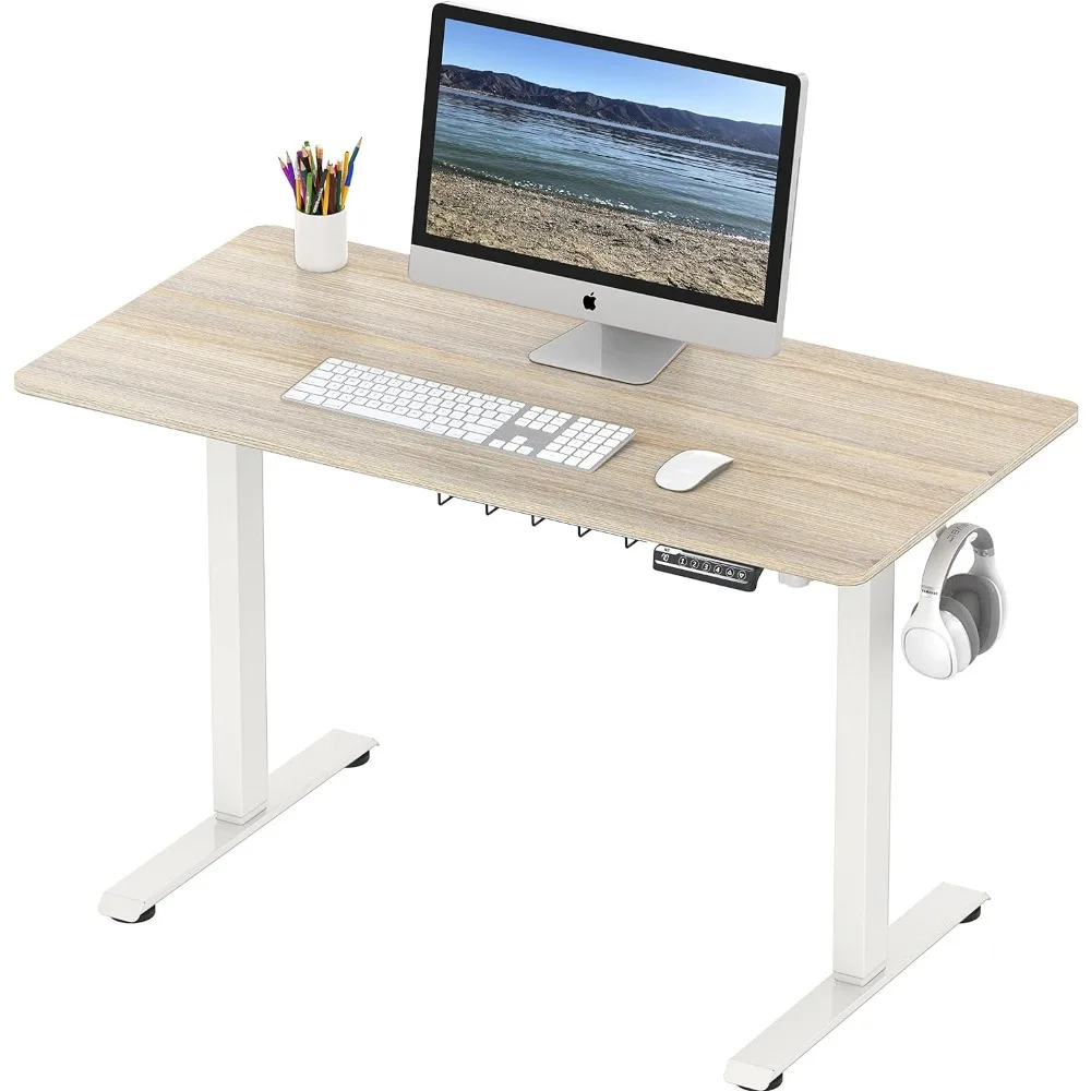 

Height Adjustable Standing Desk, 48 x 24 Inches, White Frame and Maple Top