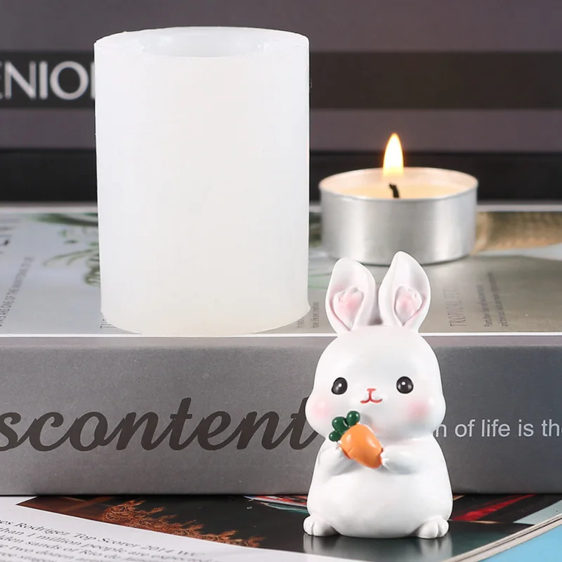 Easter Bunny Shaped Scented Candle Liquid Silicone Mold diyDesktop Decoration Plaster Drops