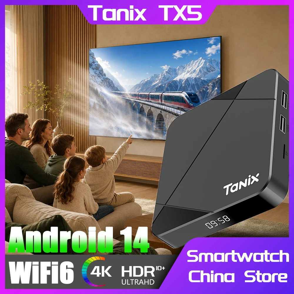 Original Tanix TX5 Android14 TV Box Amlogic S905Y5 Quad Core 16/32/64GB AV1 BT5 2.4G&5G Wifi 4K HD Home Media Player Set-Top-Box