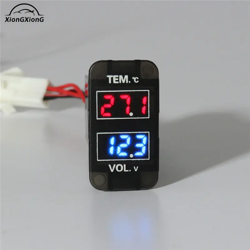 0~30V LED Digital Voltmeter Temperature Gauge Voltage Dual LED Display 55cm Wire Length Durable Quality For TOYOTA Car Dedicated