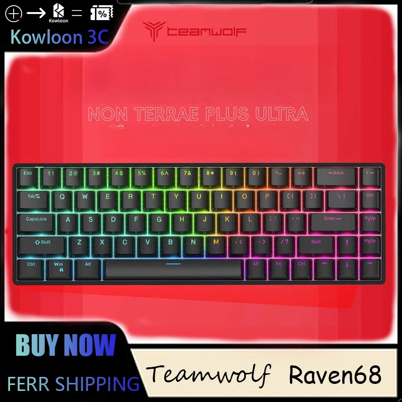 Teamwolf Raven68 Wired Magnetic Switch Mechanical Keyboard Hot Swap 8K Return 75% Layout Gaming RGB Backlight Dks Dynamic keyway