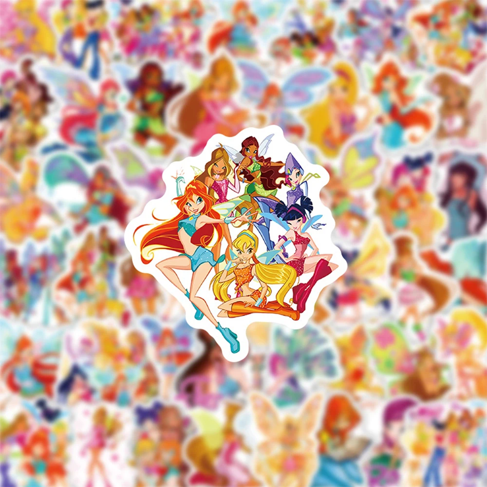 10/30/60pcs Disney Winx Club Cartoon Stickers Cute Anime Pretty Woman Butterfly Sticker Phone Luggage Graffiti Decals Kids Toy