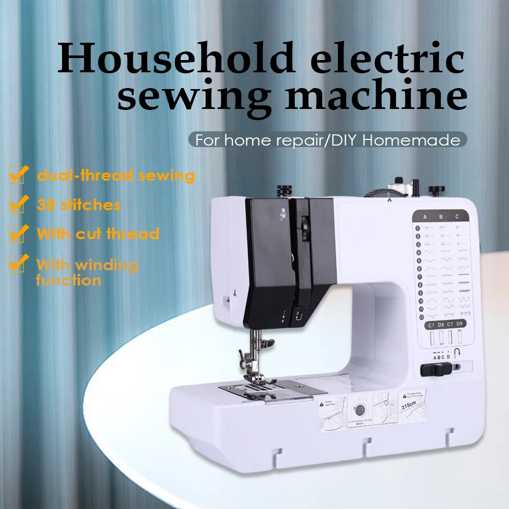 

Inne Mini Sewing Machine Portable Handy Replaceable Presser Foot 38 Stitches Overlock Knitting Start Button Electrec With Pedal