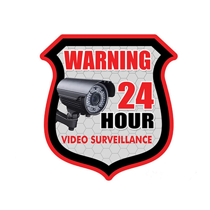 Cauation Car Sticker Warning 24 Hour Video Surveillance Security Alarm Decal Waterproof Auto Accessories Pvc,13cm*11cm