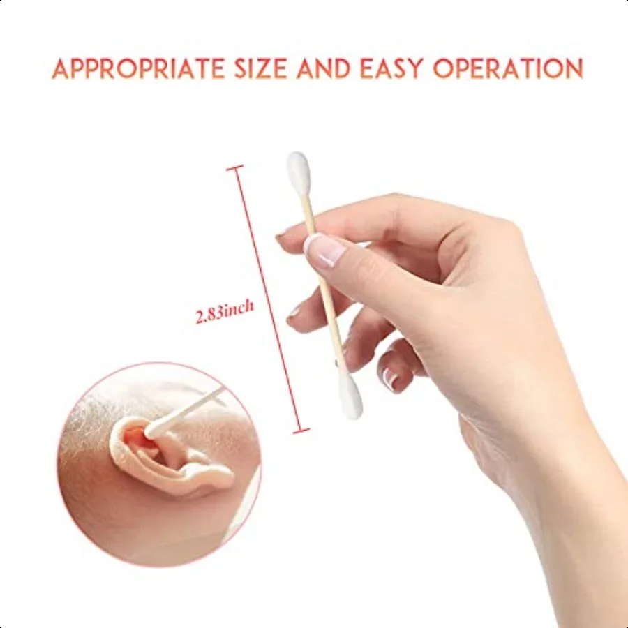 Tamponi di cotone 2000 ct Confezione da 20 bastoncini di cotone a doppia punta Tamponi di cotone con bastoncini di legno Tamponi di cotone per orecchie Trucco Pulizia quotidiana