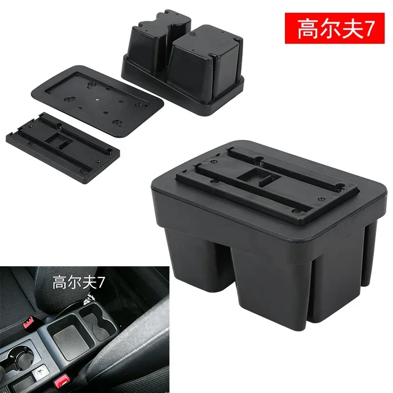 For Volkswagen Golf 7 Double open armrest box Interior Parts Car Central Store Content With Large Space Dual Layer USB Charging