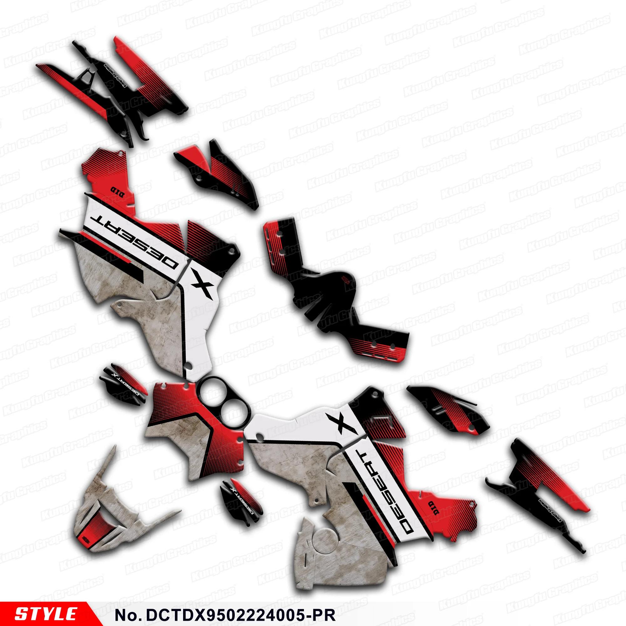 Racing Graphics Decals Stickers Glossy Laminate for Ducati DESERT X 2022-2024, DCTDX9502224005-PR