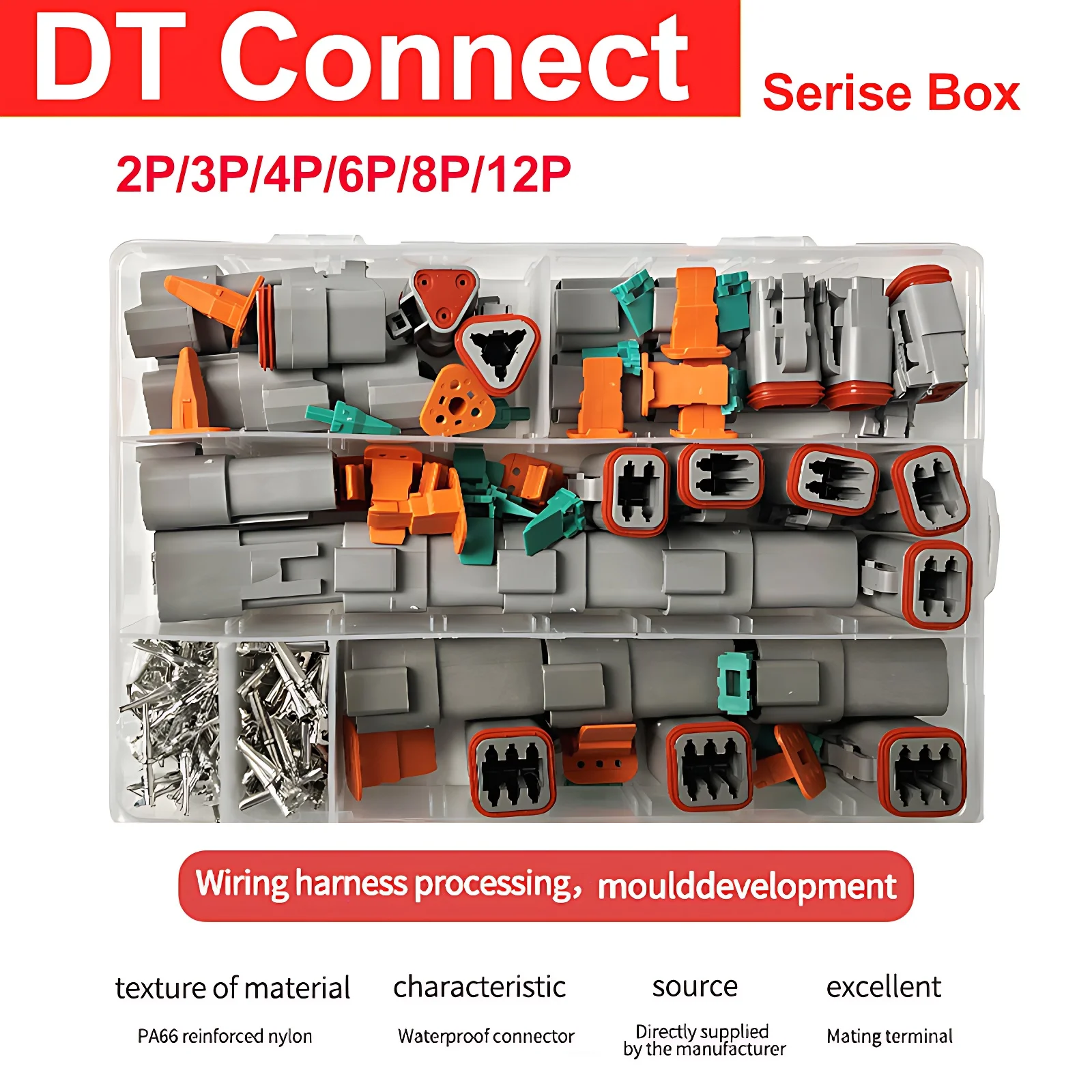 Deutsch DT Series Waterproof Wire Connector Kit DT06-2S DT06-3S DT04-2P DT04-3P Automotive Sealed Plug DT Connector with Box