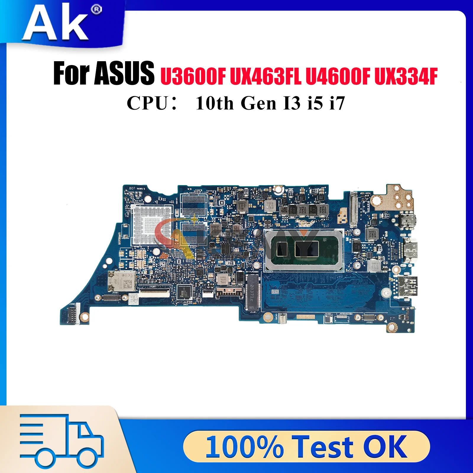 

UX334FA Laptop Motherboard For ASUS ZenBook UX334FL U3600F U4600F UX463FL UX334F UX334FA Mainboard With 10th Gen I3 i5 i7 fast