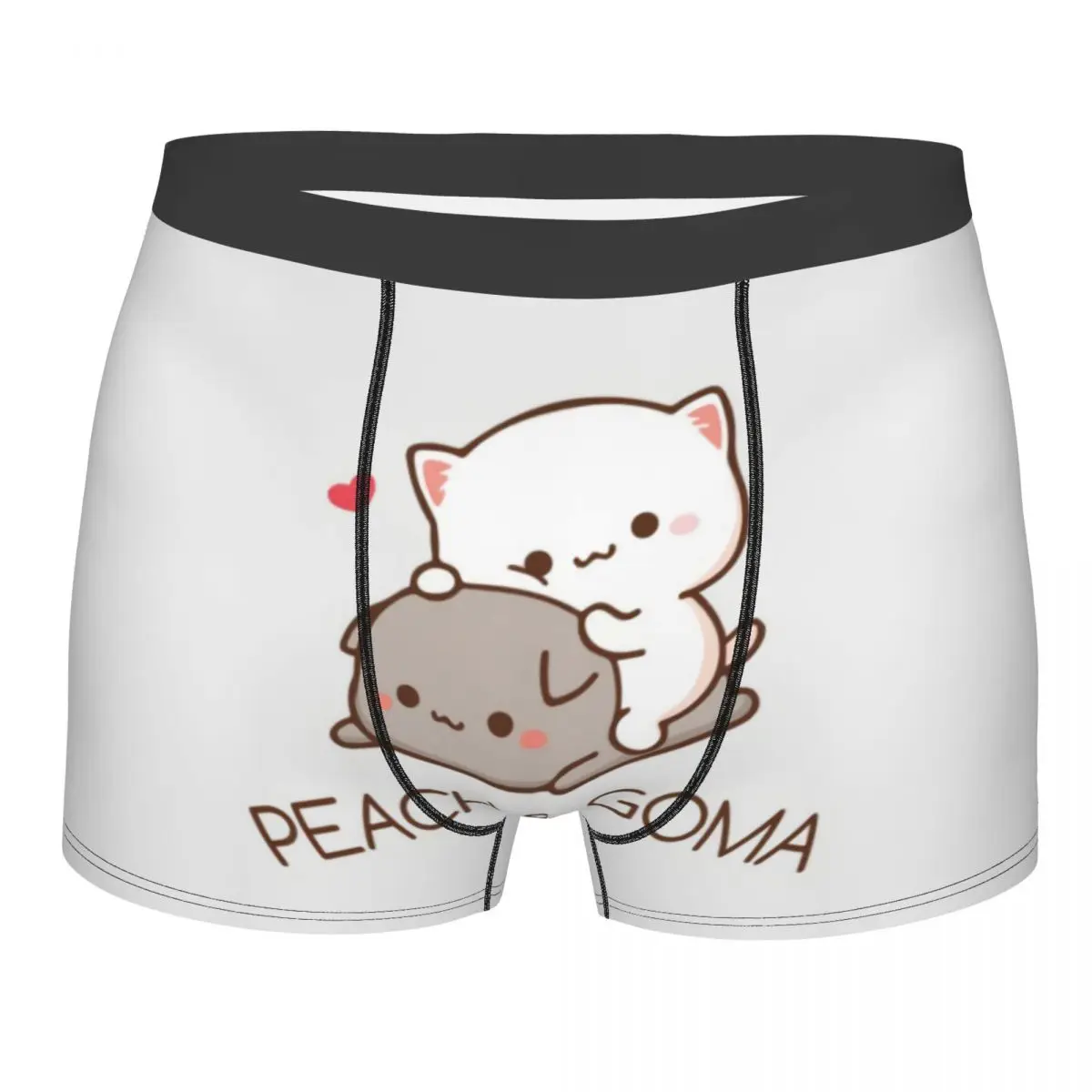 Custom Male Cool Cartoon Couple Peach And Goma Mochi Cat Underwear Boxer Briefs Breathable Shorts Panties Underpants