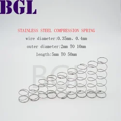 20pcs/lot 0.35mm、0.4mm Stainless Steel Micro Small Compression spring OD 2mm/2.5mm/3mm/3.5mm/4mm to10mm length 5mm to 50mm