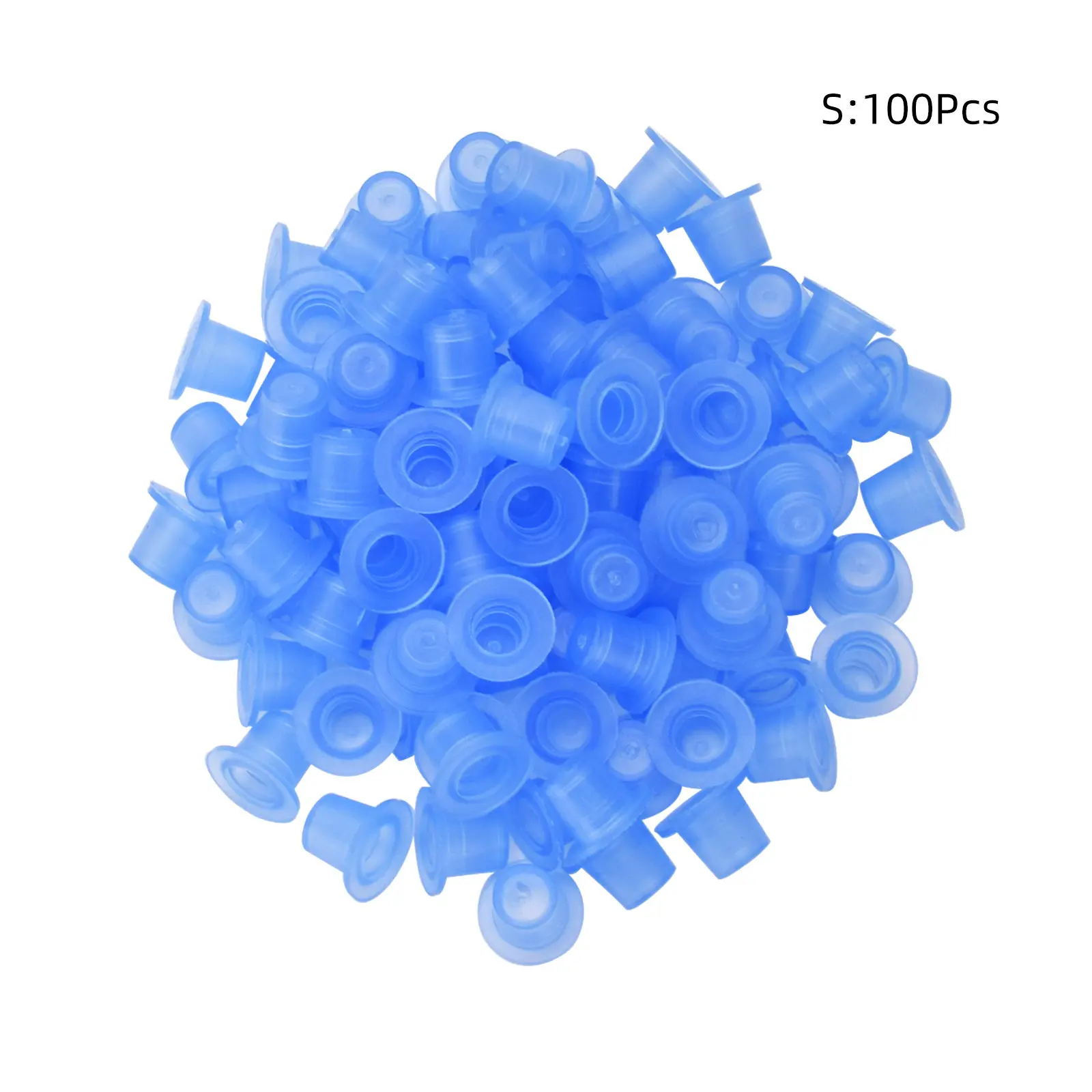 

100pcs S/M Size Disposable Microblading Blue Silicone Tattoo Ink Cup Tattoo Pigment Container Caps Holder Tattoo Accessorie