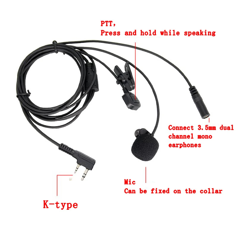 K-head Universal Headset Mic Walkie Talkie Earphones with finger PTT Soft Accessories for BaoFeng UV-5R UV-5RH Quansheng UV-K6