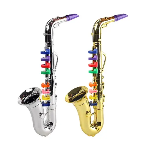 Mini saxofón juguete para niños, Trompeta plástico con sonido, instrumento Musical aprendizaje