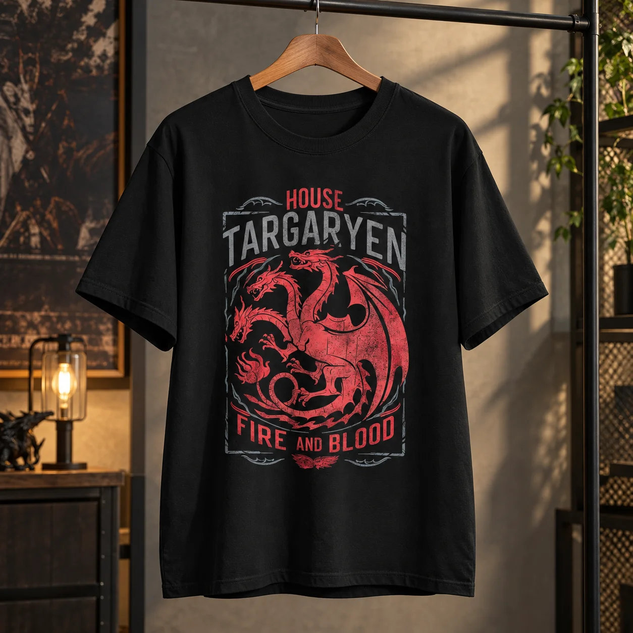 House of The Dragon Shirt Fire and Blood House Targaryen Team Men's Clothing Printed Cotton T-shirt for Fans Related Merchandise