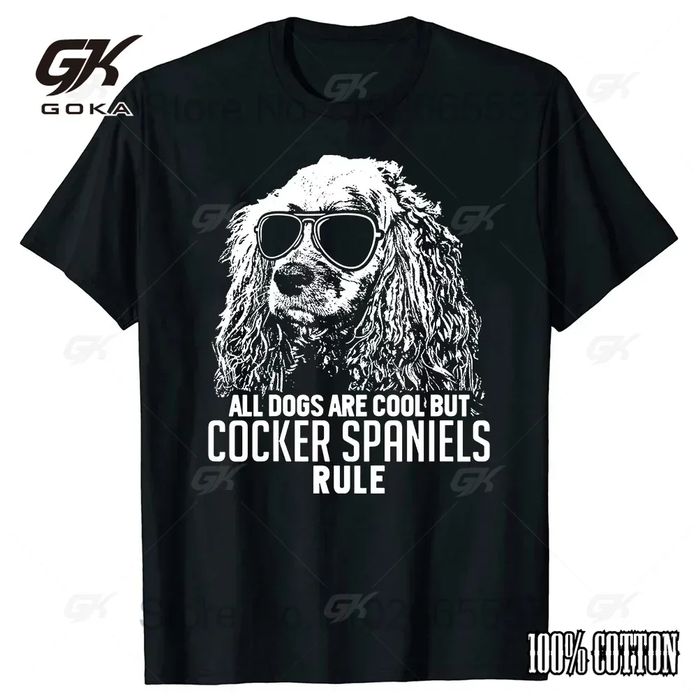 Funny Colorful Splash Art Cocker Spaniel Dog Cotton T Shirt Tee Tops Round Neck Short-Sleeve Tshirt Casual Basic T-shirts