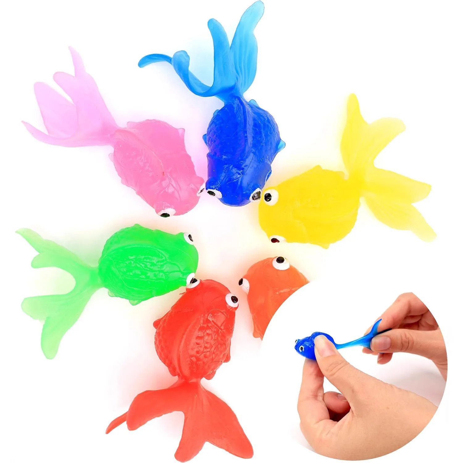 10Pcs Simulation Goldfish Toy Soft Rubber Colored Fake Goldfish Model Kindergarten Fishing Outdoor Baby Water Play Toy Gift