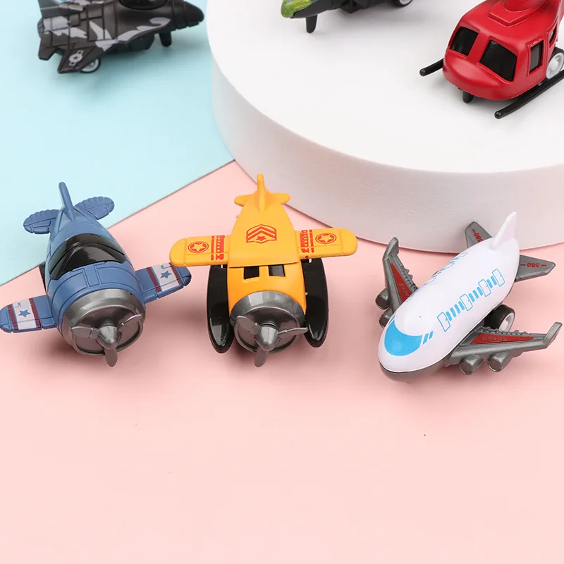 Cartoon Children's Pull-Back Q Version Mini Aircraft Toy Model Gashapon Machine Ornaments - Assorted Styles