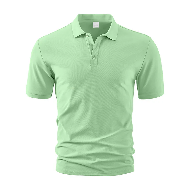 Summer New Fashion Men's Heavy Duty Solid Color Turn-down Collar Short Sleeve T-shirts Casual Trendy Loose Business Polo-shirts