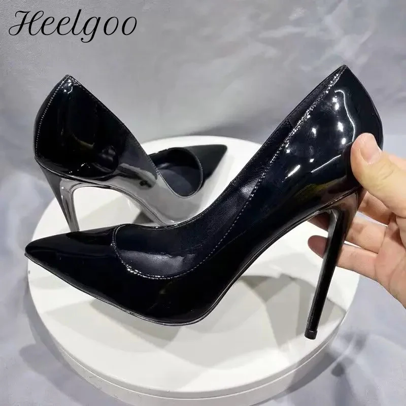 

Heelgoo All Glossy Plain Black Women Sexy Pointy Toe High Heel Shoes Formal Dress Suit Slip On Stiletto Pumps Fashion Essential