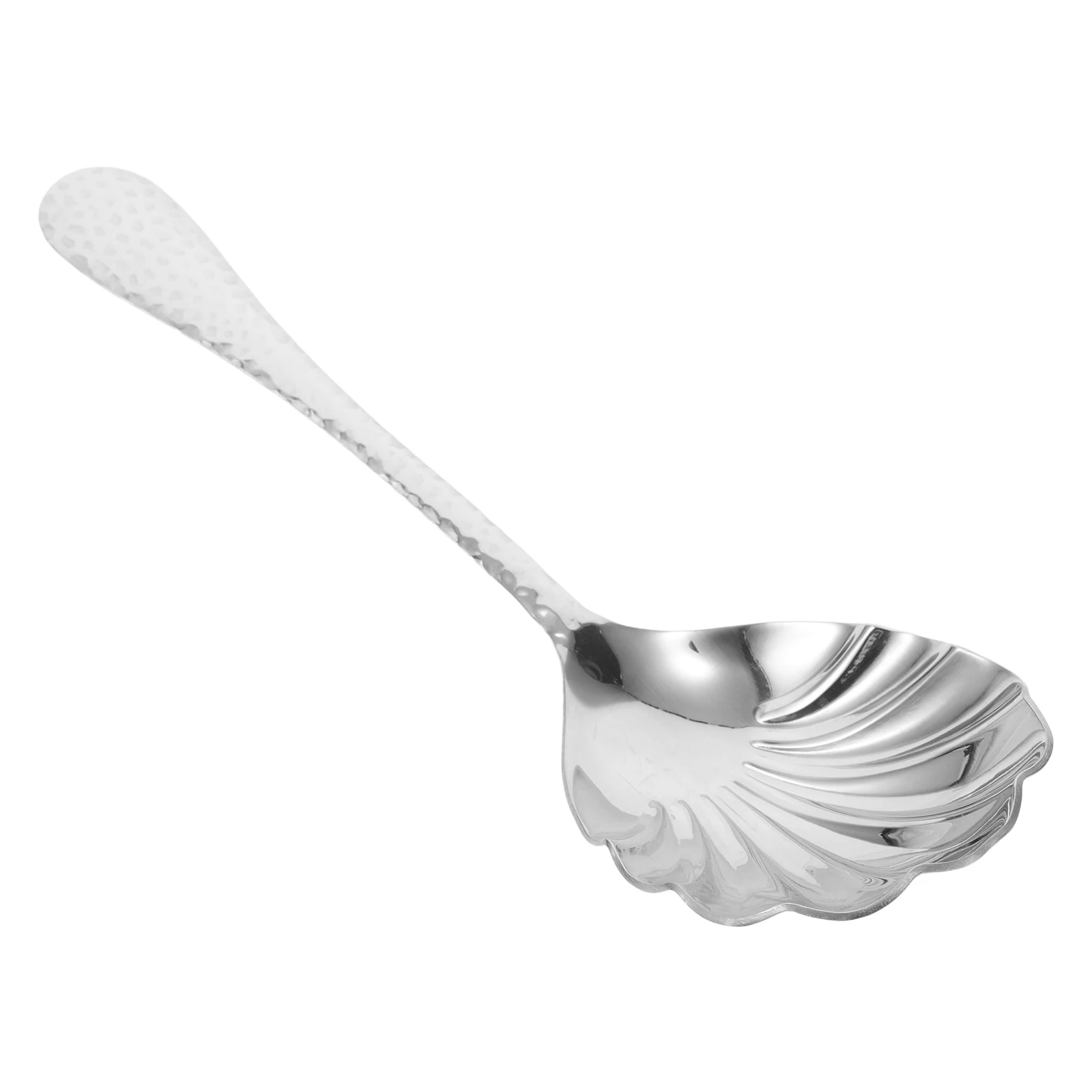 

Stainless Steel Spoon Shell Design Hammered Elegant Flatware Large Mixing Serving Kitchen Dining Utensil Dessert Spoon
