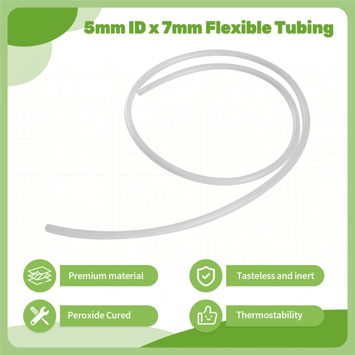 

BAAX 5 мм внутренний диаметр x внешний диаметр 7 мм, пищевой гибкий шланг, силиконовая трубка, 1 м, 3,3 фута