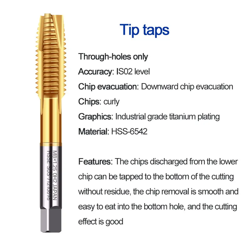 HSS コバルト含有先端ねじタップマシンタップドリルツールステンレス鋼特殊チタンメッキねじタッピング M3 M4 M5 M6