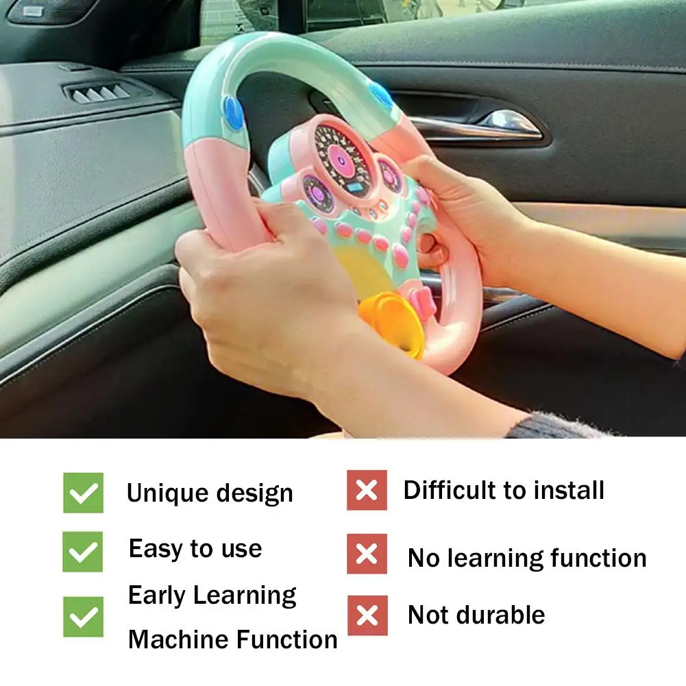 Simulate Driving Car Copilot Steering Wheel Eletric Baby Toys with Sound Kids Musical Educational Stroller Driving Vocal Toys