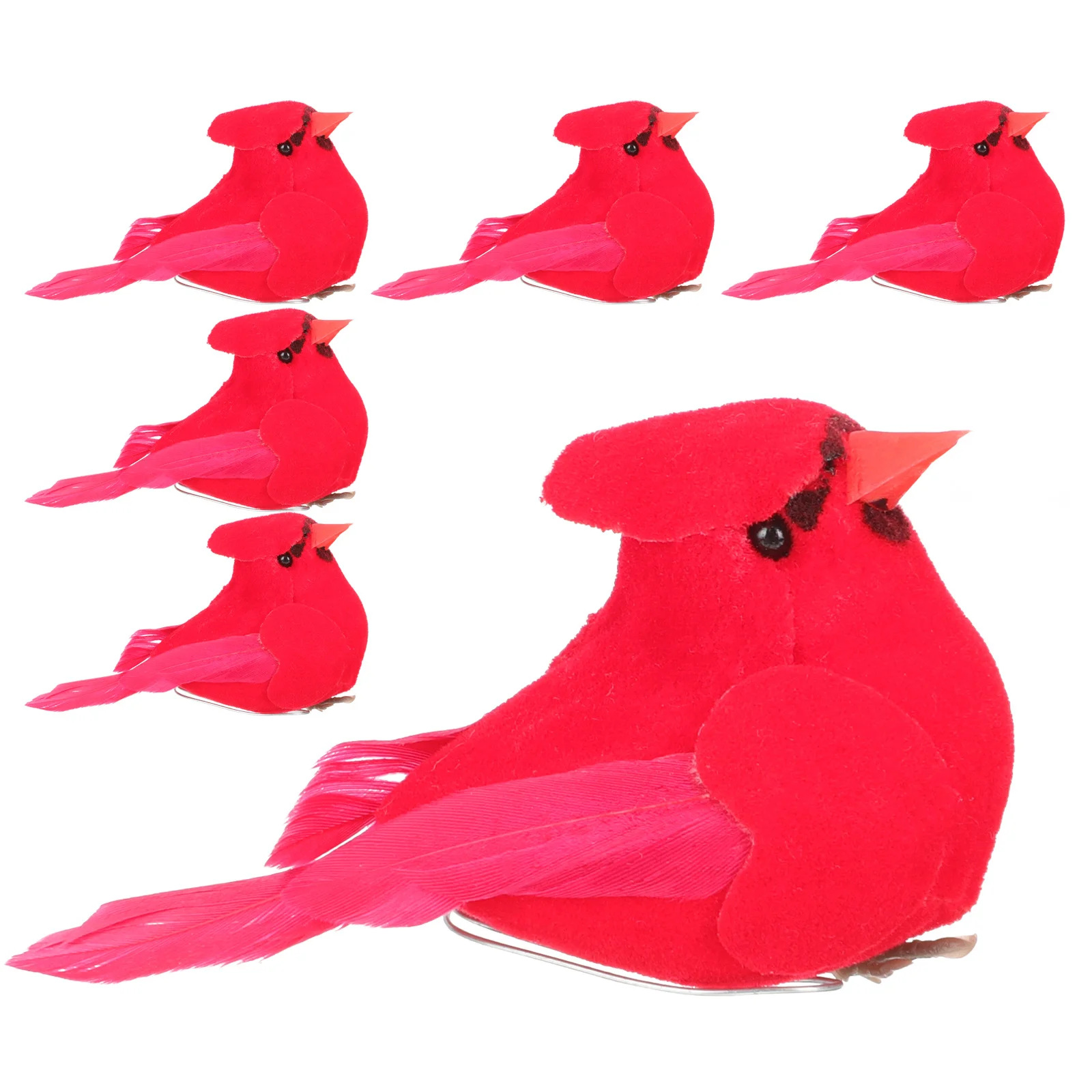 

6Pcs Artificial Red Cardinal Birds Clip Christmas Tree Decoration Fake Cardinal Bird Ornaments Lifelike Xmas Garden Decor