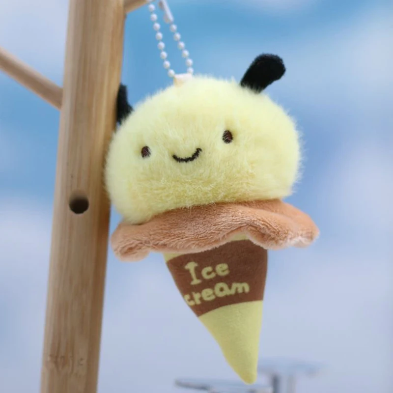 Abelha boneca pingente chaveiro elegante mochila bolsa boneca pingente de pelúcia presente da menina pingente interior do carro bonito inseto chaveiro