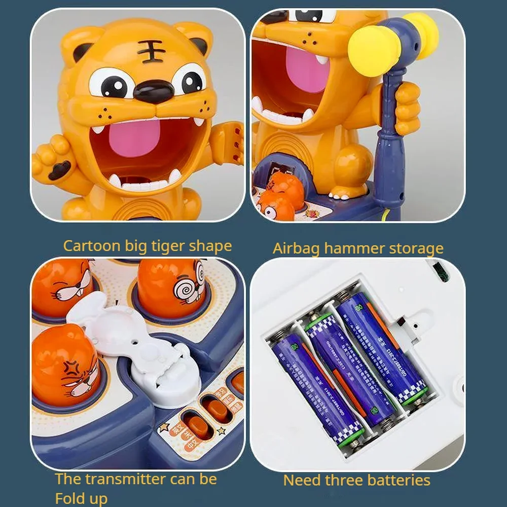 Tiger Hammer Pounding Toys Automatic Scoring Game Knock Toy Kids Fun Game Activity Children Gift Beating Gophers Hamster