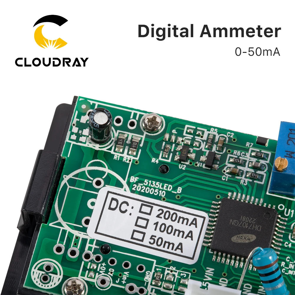 Cloudray 50mA LED Digital Ammeter DC 0-50mA  Analog Amp Panel Meter Current for CO2 Laser Engraving Cutting Machine