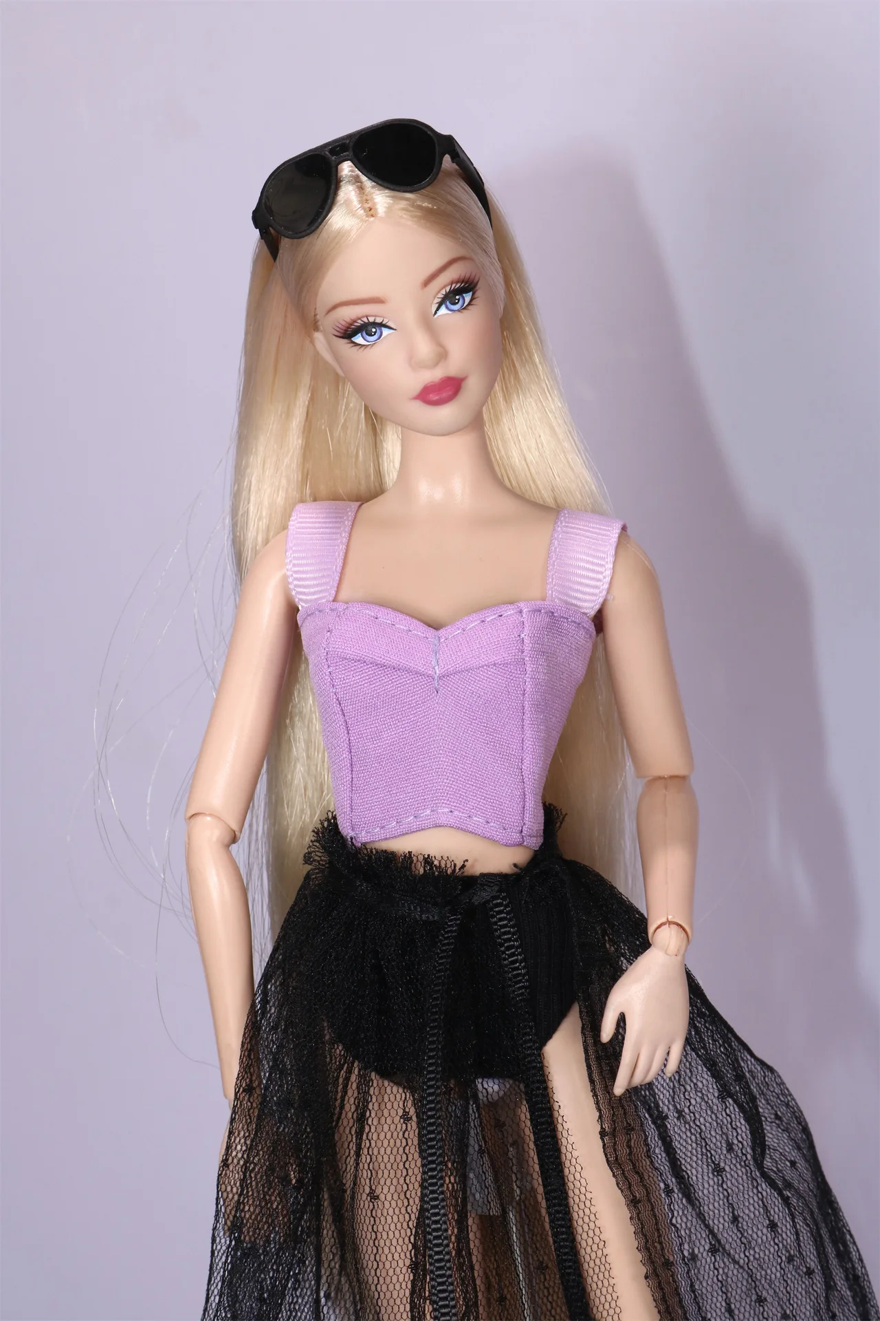30 cm Supermodel Poppenkleertjes Mode Zoet Paars Vest + Slipje + Rok + Ketting + Schoenen Set 1/6 BJD Pop Dagelijks Dress Up