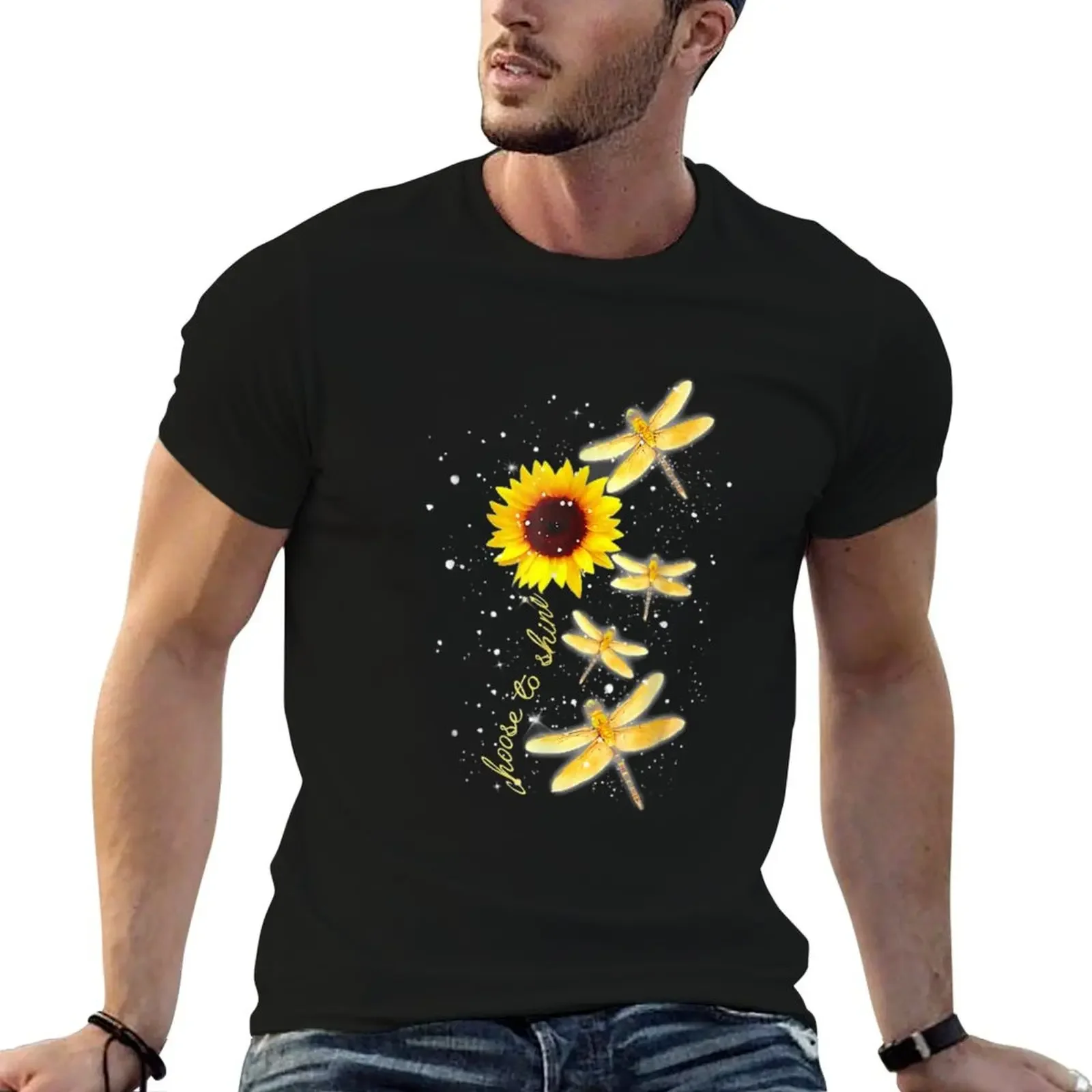 Dragonfly Sunflower Teacher Choose To Shine T-Shirt Blouse graphic t shirt vintage outfits for men