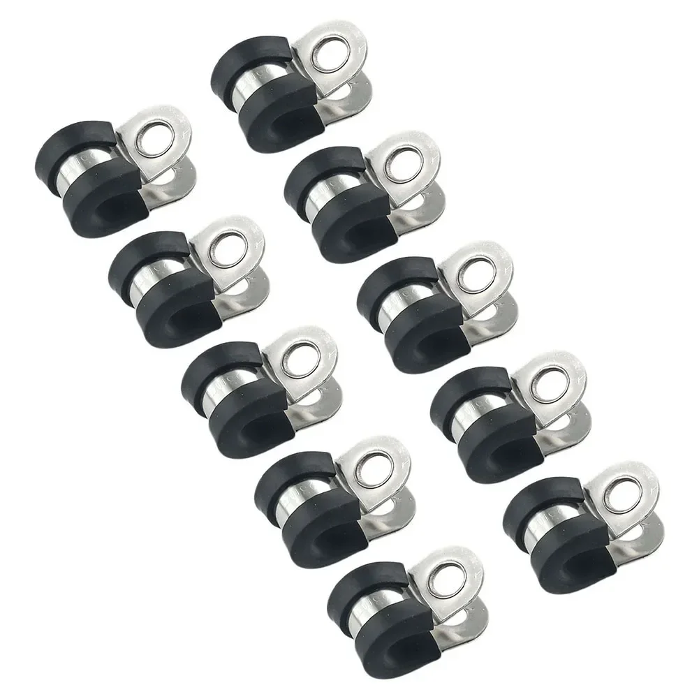 

10pcs Stainless Steel Rubber Lined P Clips Hose Pipe Clamp Cable Mounting Clip 13mm 19mm 22mm 24mm 26mm 32mm Home Hardware