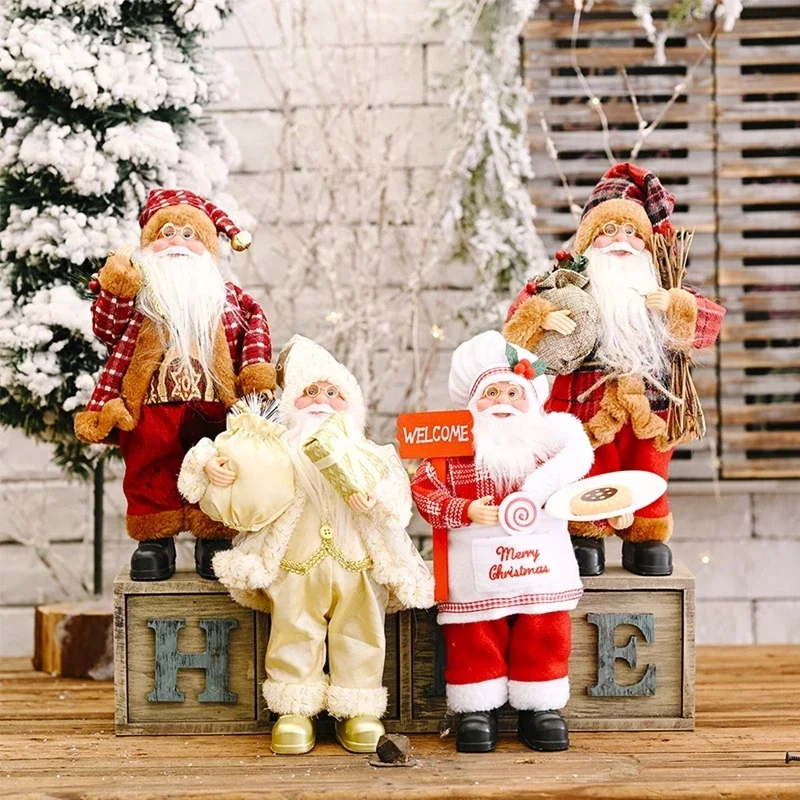 Standing Santa Doll Cute Doll Christmas Decoration 2024 Statue Festive Party Tabletop Cabinet Decoration Supplies Accessories