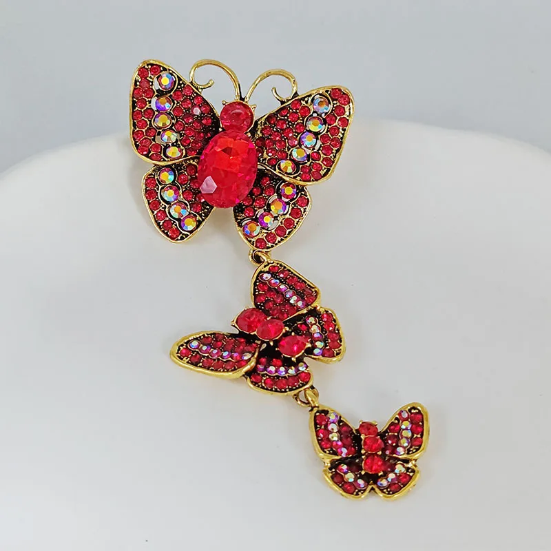 New Creative Big Rhinestone Butterfly Brooches For Women Vintage Insect Clothing Decoration Brooch Trendy Party Pins Gifts