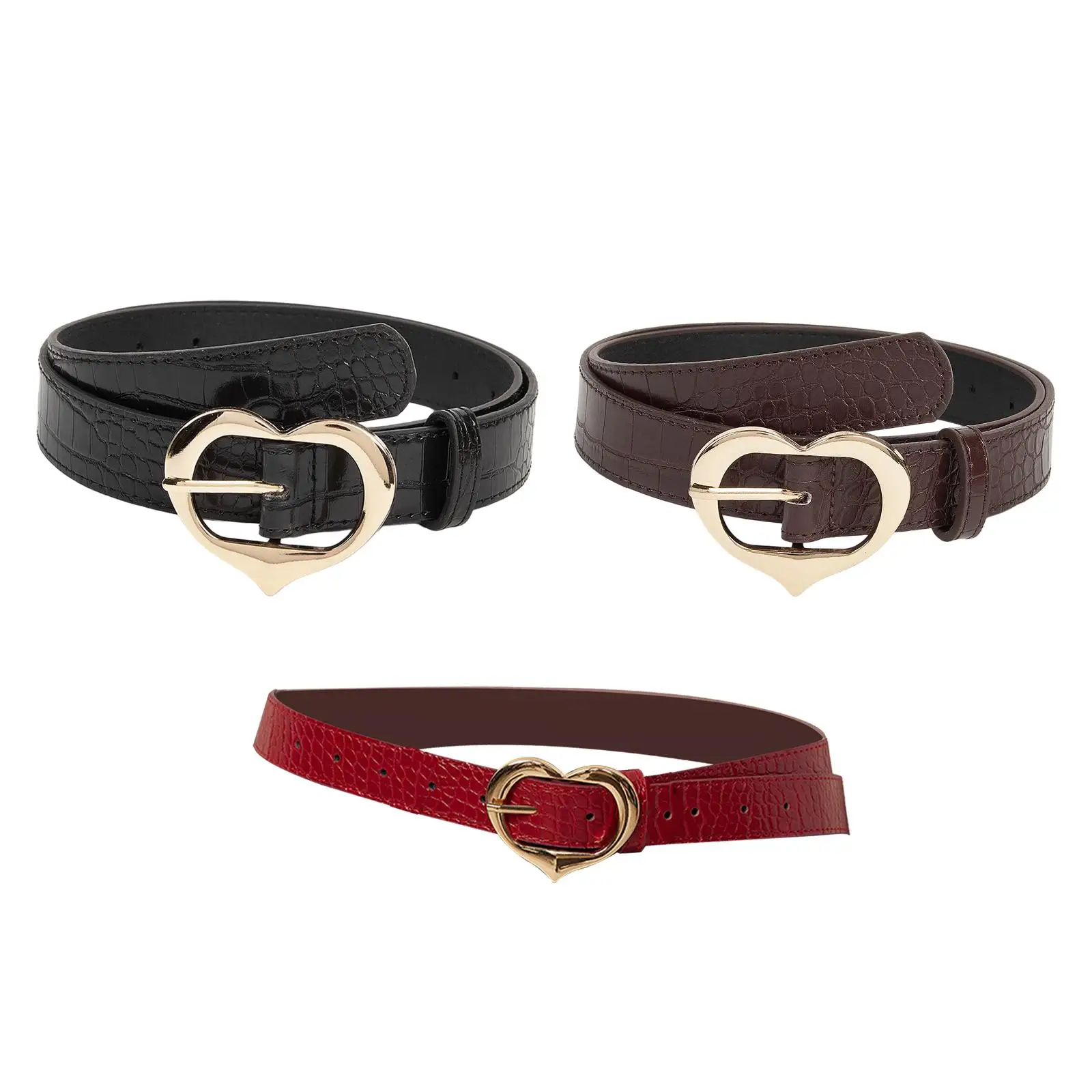 Ceinture en cuir PU pour femme, cœur, broche simple, ceinture de taille, mode