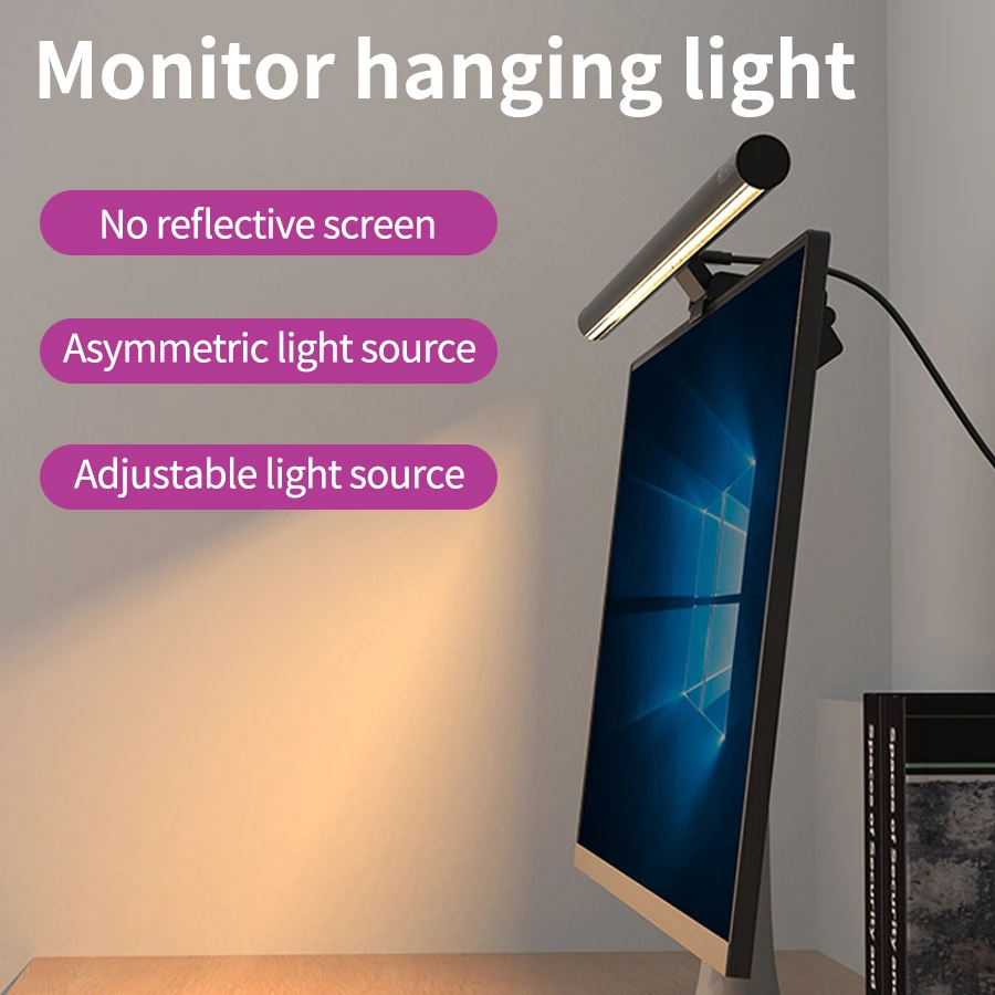 Wireless Remote Control Computer Monitor Light 42cm Eye Protection Desk Lamp for Office Work Game Display Screen Hanging Light