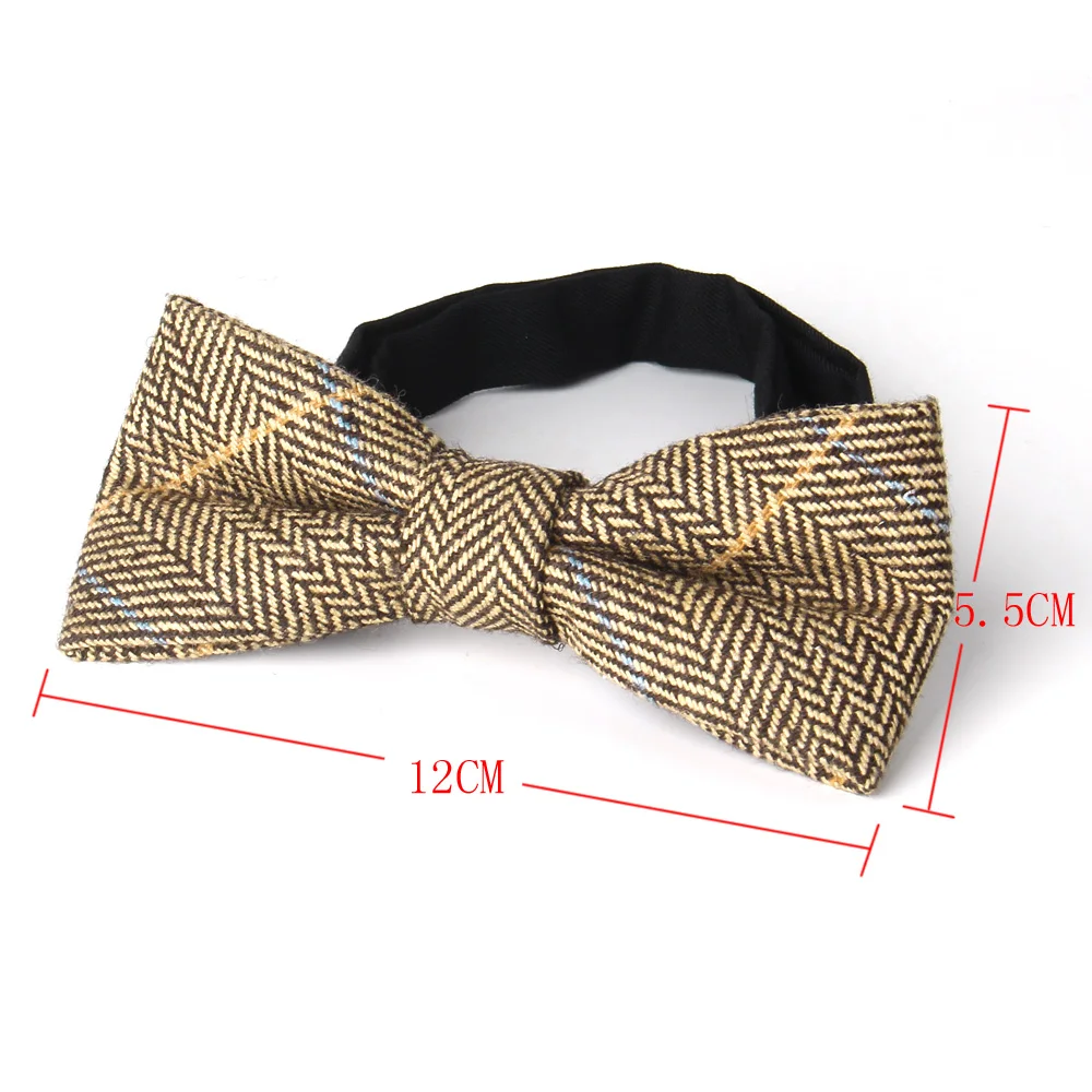 New Wool Bow ties for Wedding Business Butterfly Men Plaid Fleece Bow Tie Lana Cravat Unisex England Style Woolen Bow Ties