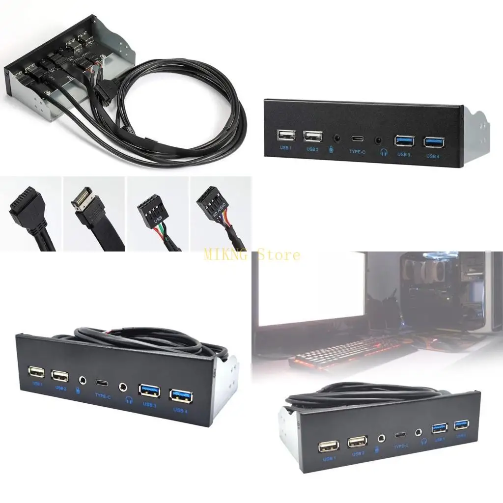 

USB3.0 Передняя панель для рабочего стола 5,25 "ROM Drive Bay USB3.0 до 1pc USB Typec + 2xusb3.0 + 2pc USB2.0 Hubs 3,5 мм лучшая