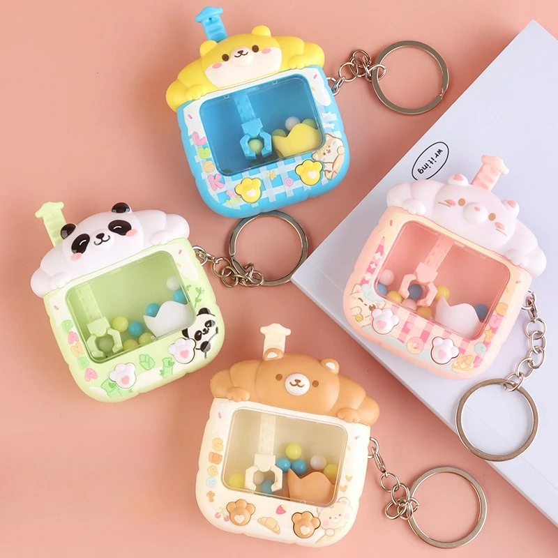 Mini Claw Machine Keychain Tiny Arcade Games Pendant Funny Finger Toys Gifts for Bag Backpack Charm view 3