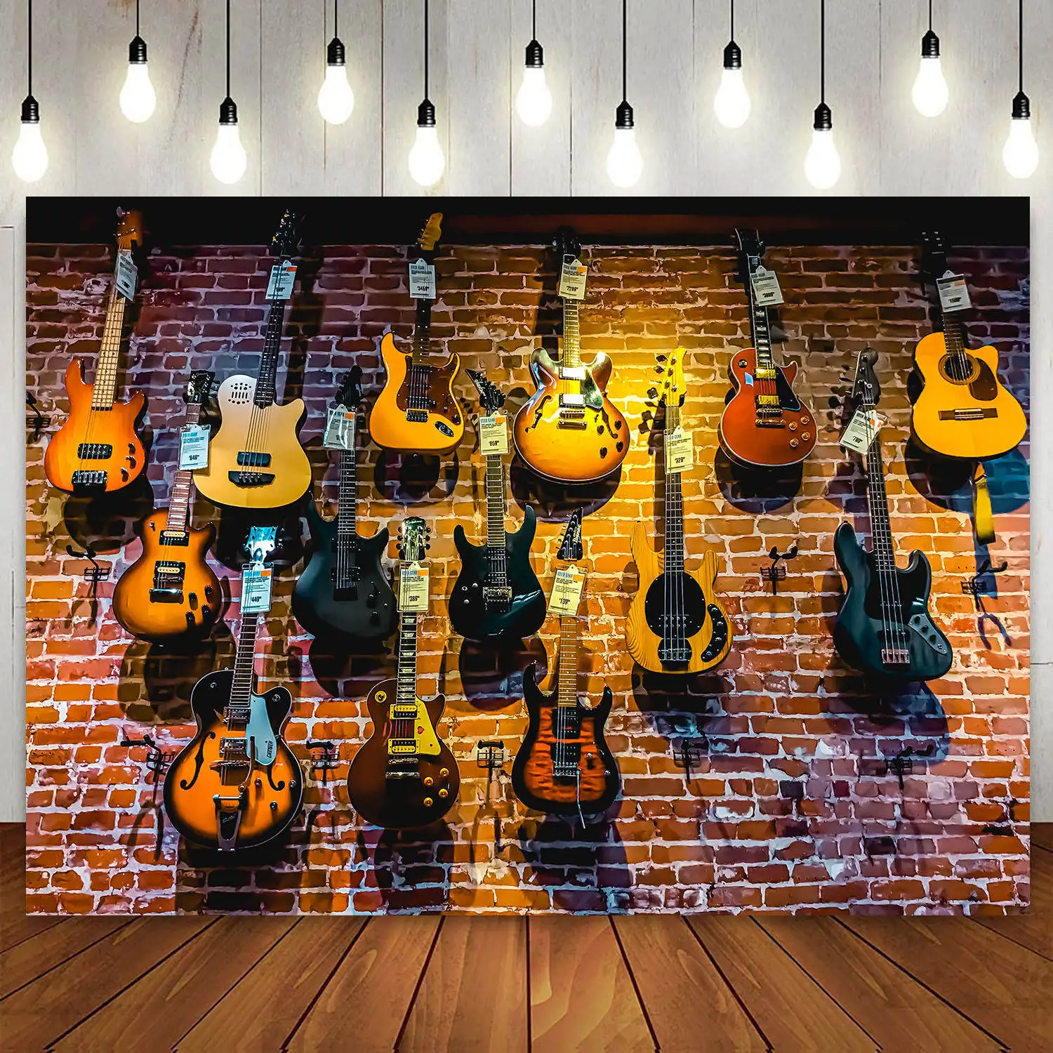 Rock and Roll Music Theme Stage Guitar Night Concert Birthday Party Cake Banner Backdrop Photogrpahy Background Wall Decoration