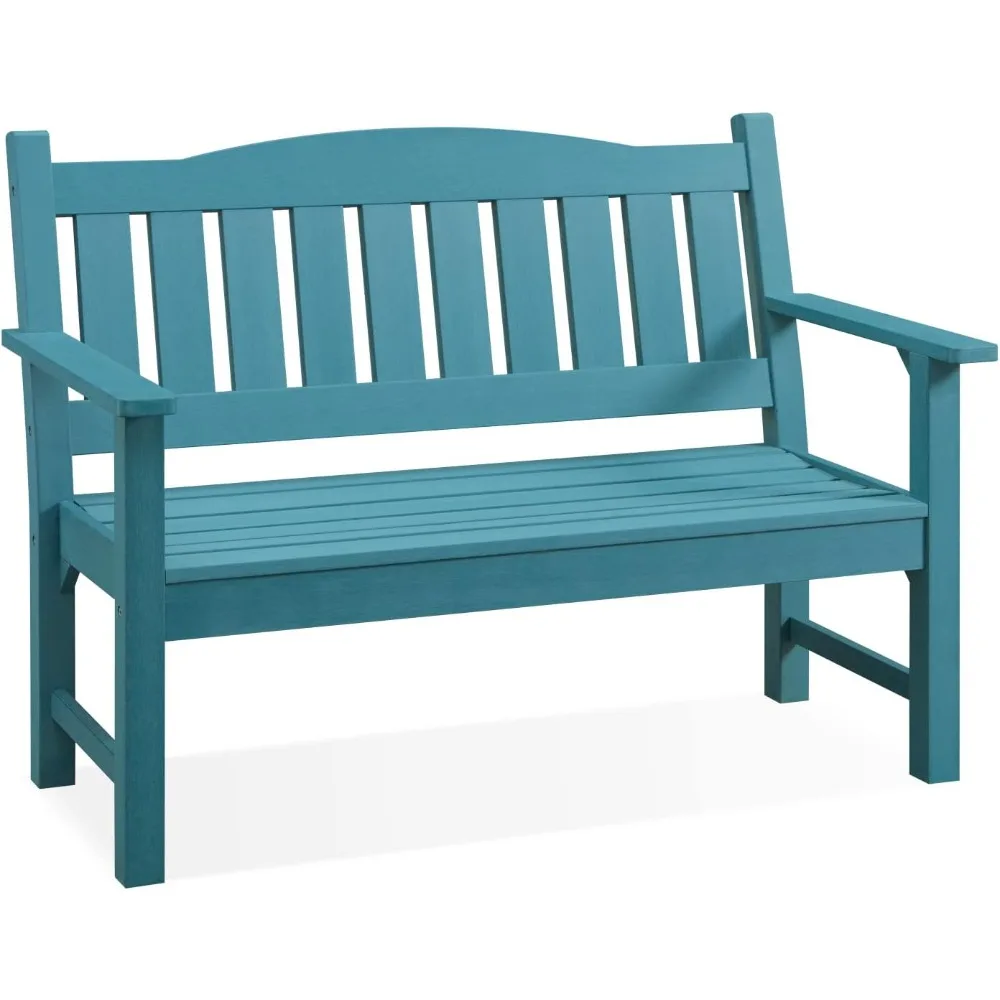 

EFURDEN Outdoor Bench, 2-Person Garden Bench Made of Poly Lumber, Waterproof Patio Bench Suitable for All Weather, Blue