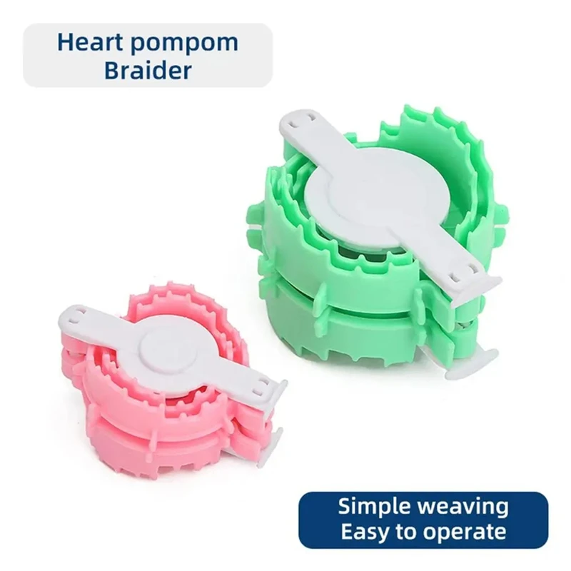 Pom Pom Maker Fluffs Ball Weaving Tool Heart Shape Crochet Yarn Pom Pom Maker 2pcs Portable Handmade Ball Weaving Tool-A27R