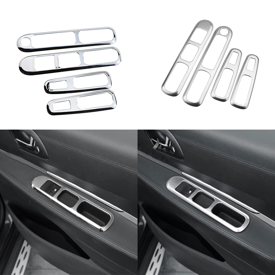 Car Door Armrest Panel Handle Holder Window Lift Switch Button Cover Trim Chrome for Peugeot 3008 2009 - 2013 2014 2015