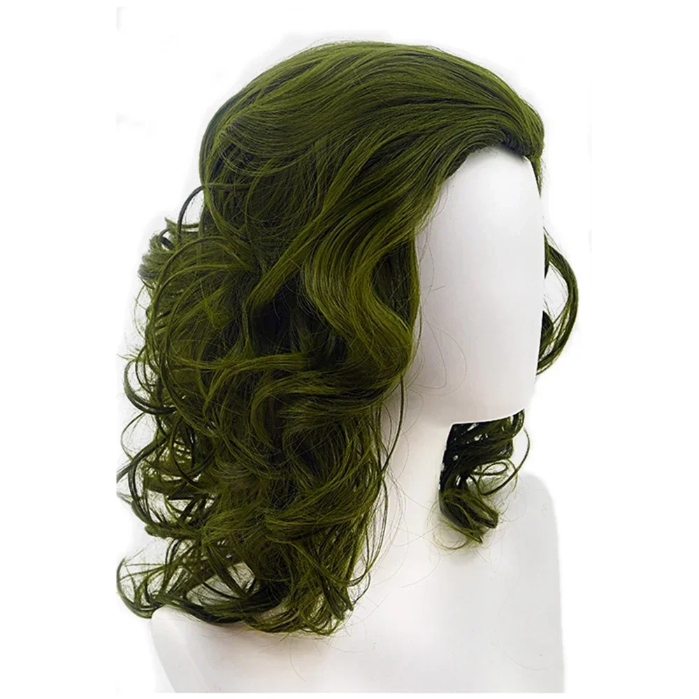 Film Joker Cosplay Costume da uomo Clown Joker Parrucche da uomo Capelli sintetici ondulati verdi per la festa di Halloween Fibra ad alta temperatura