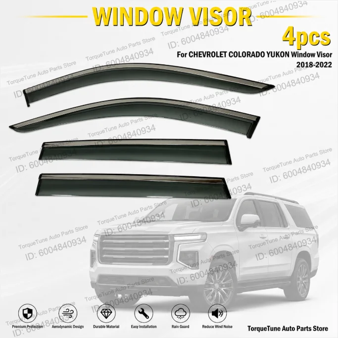 

Premium In-Channel Injection Direct Fit Easy Installation Window Visor Wind Deflector For CHEVROLET COLORADO YUKON 2018-2022