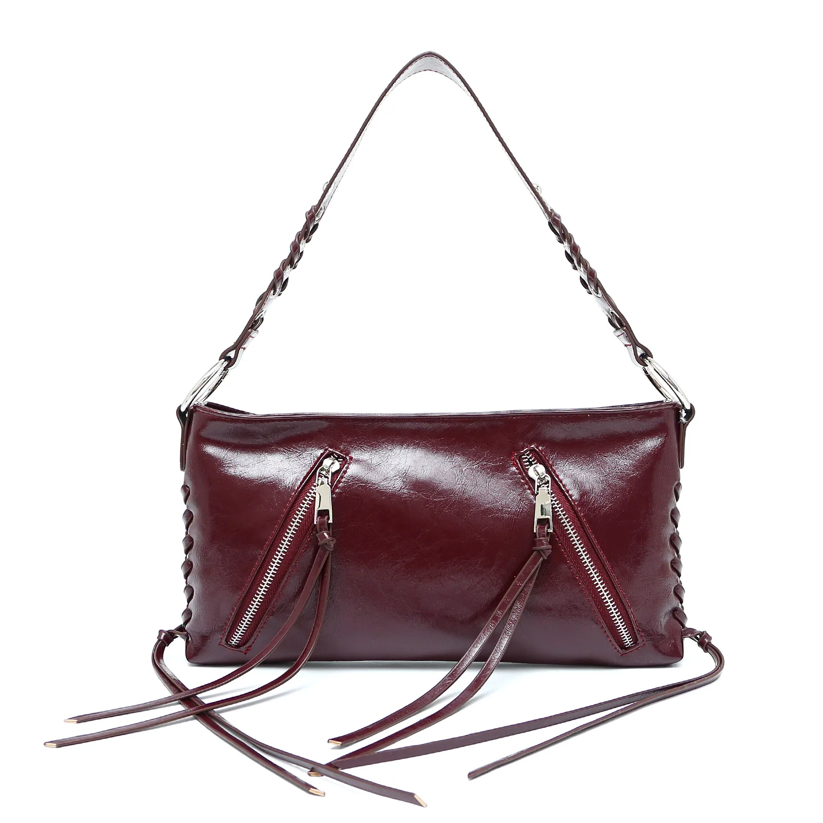 

Fashion Woven Design Shoulder Bag Hollow Studded Women Handbags Rivet Underarm Bags for Women Flap Tassel Shopper Tote Purses